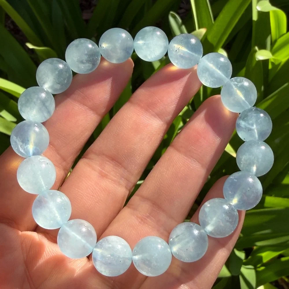 11mm stretchable blue aquamarine‎ bracelet 0351
